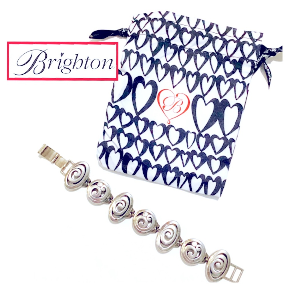 Brighton, Vintage Swirl Bracelet, Double Bar Adjustable Close, With Snap Clasp